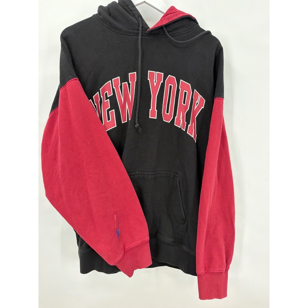 Brandy Melville John Galt New York Hoodie Black‎ Red Colorblock Oversized
